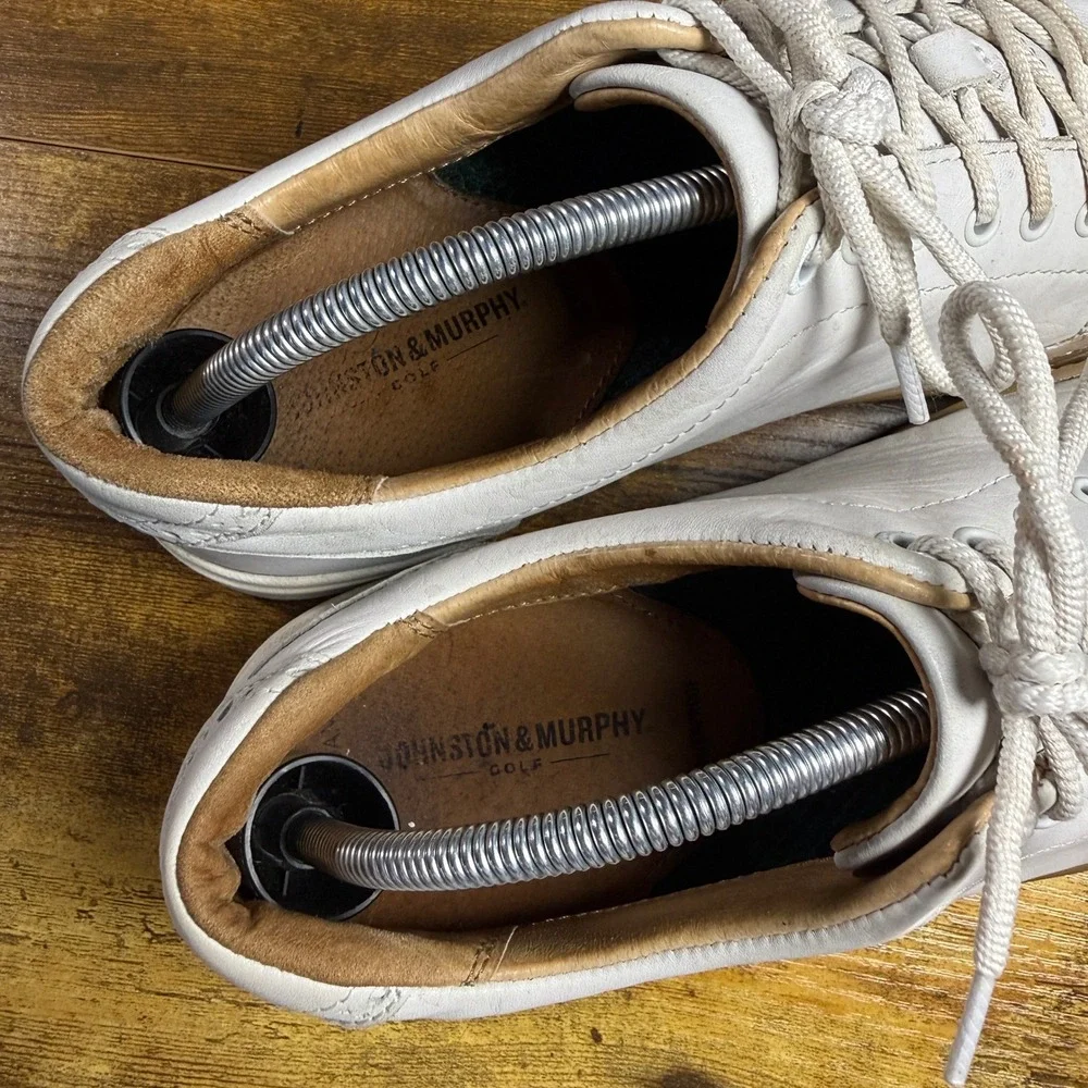 Johnston & Murphy XC4 25-8458 White Leather Golf Shoes Mens 9.5‎ M